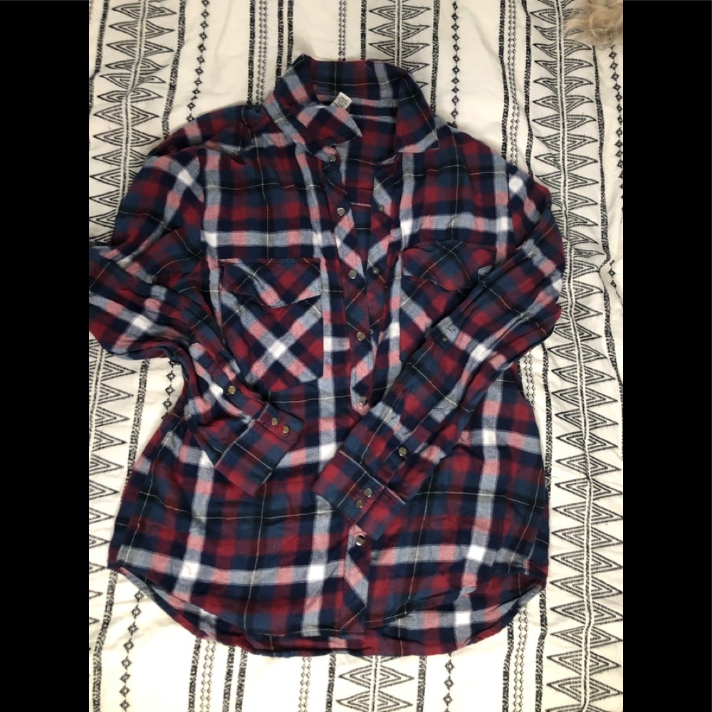 Navy blue, red and white Flannel